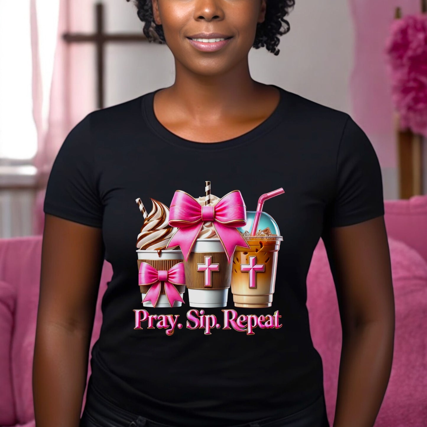 Pray. Sip. Repeat. Tshirts