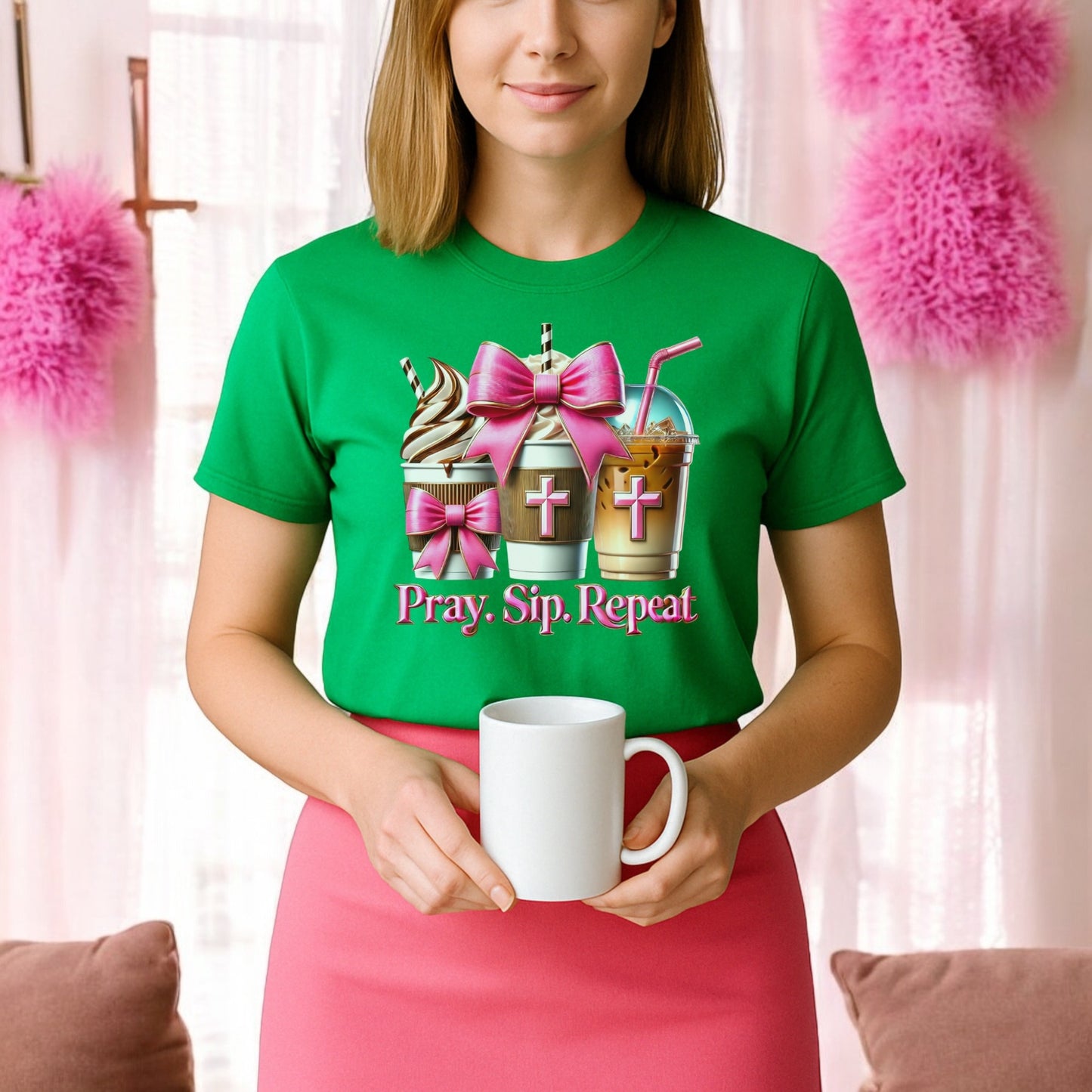 Pray. Sip. Repeat. Tshirts