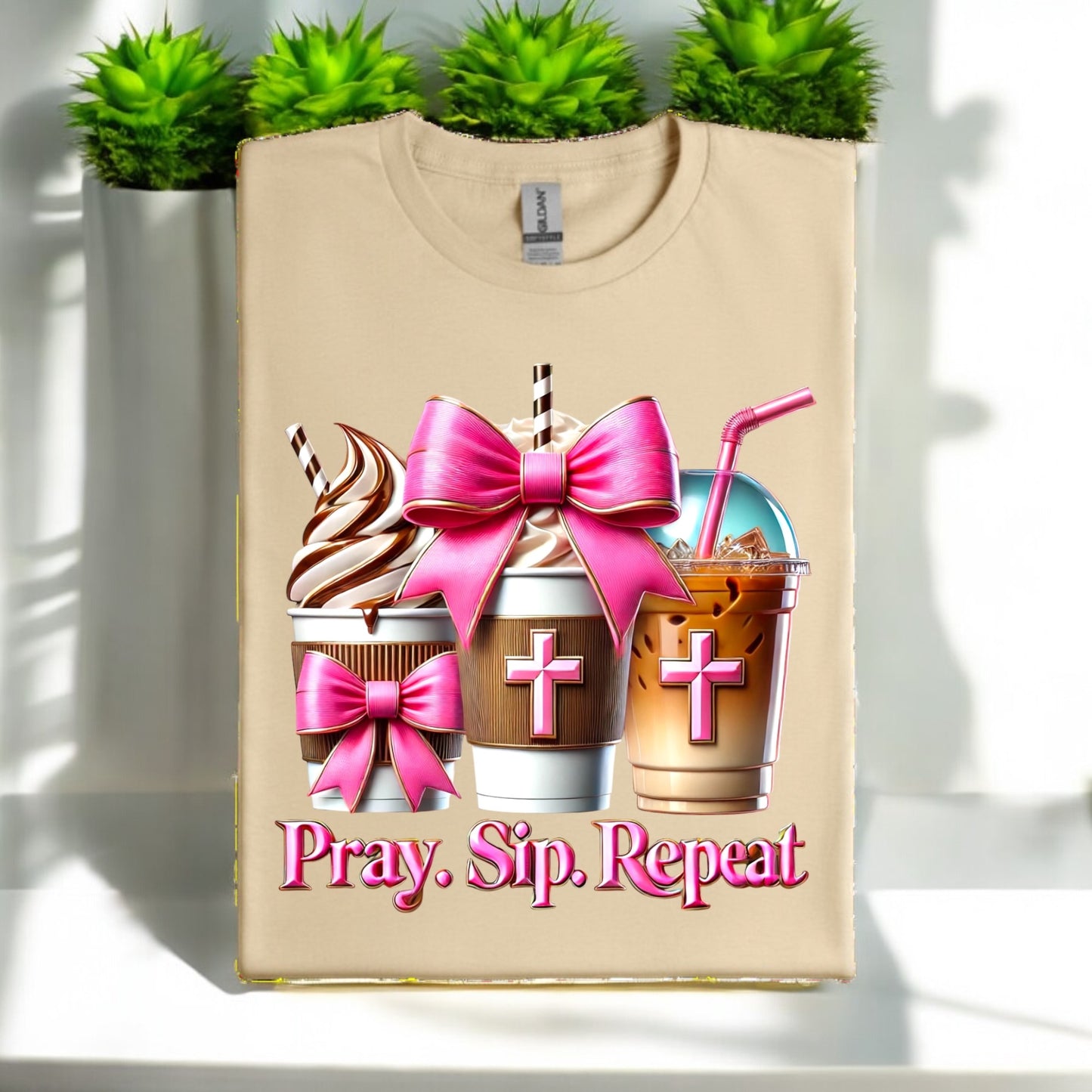Pray. Sip. Repeat. Tshirts