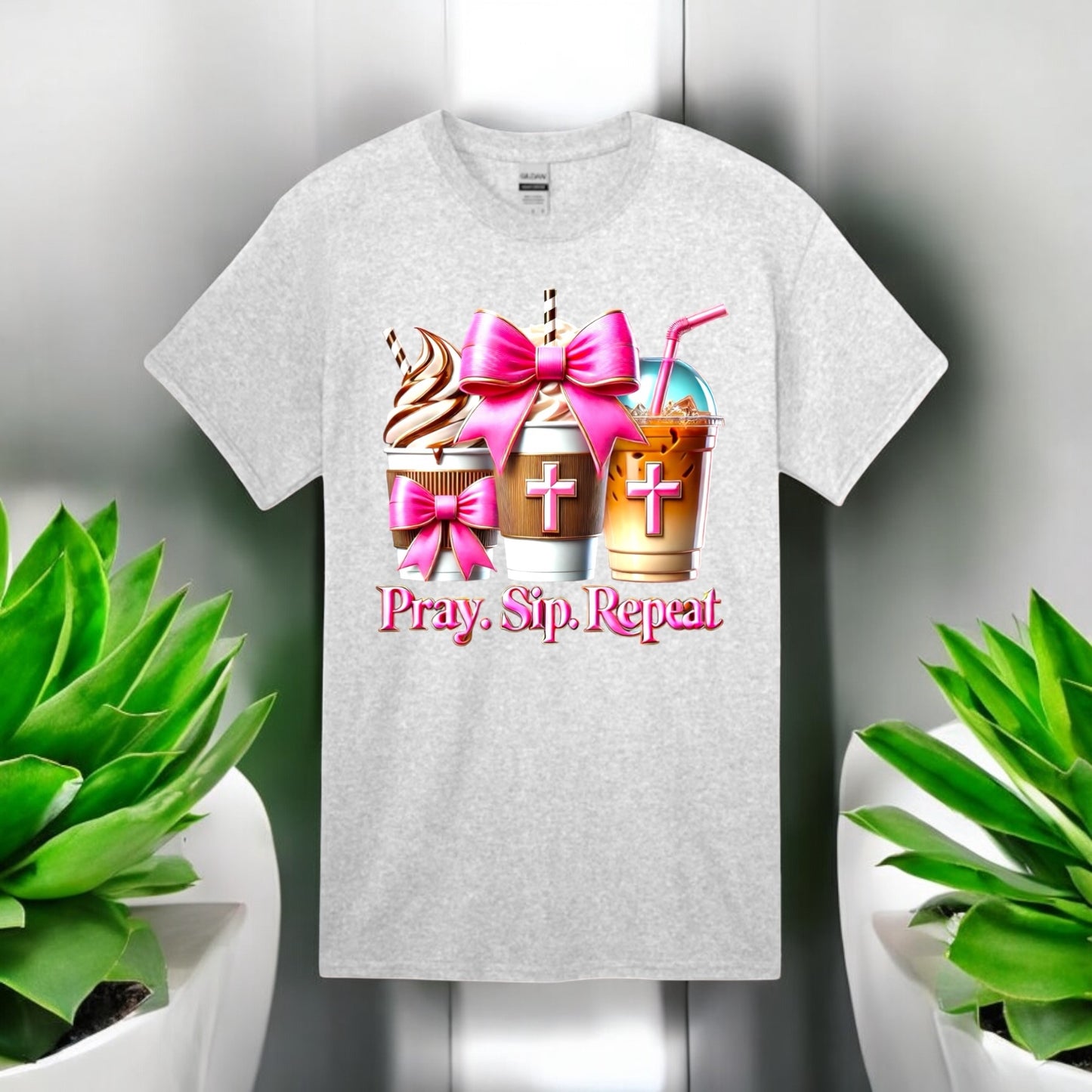Pray. Sip. Repeat. Tshirts