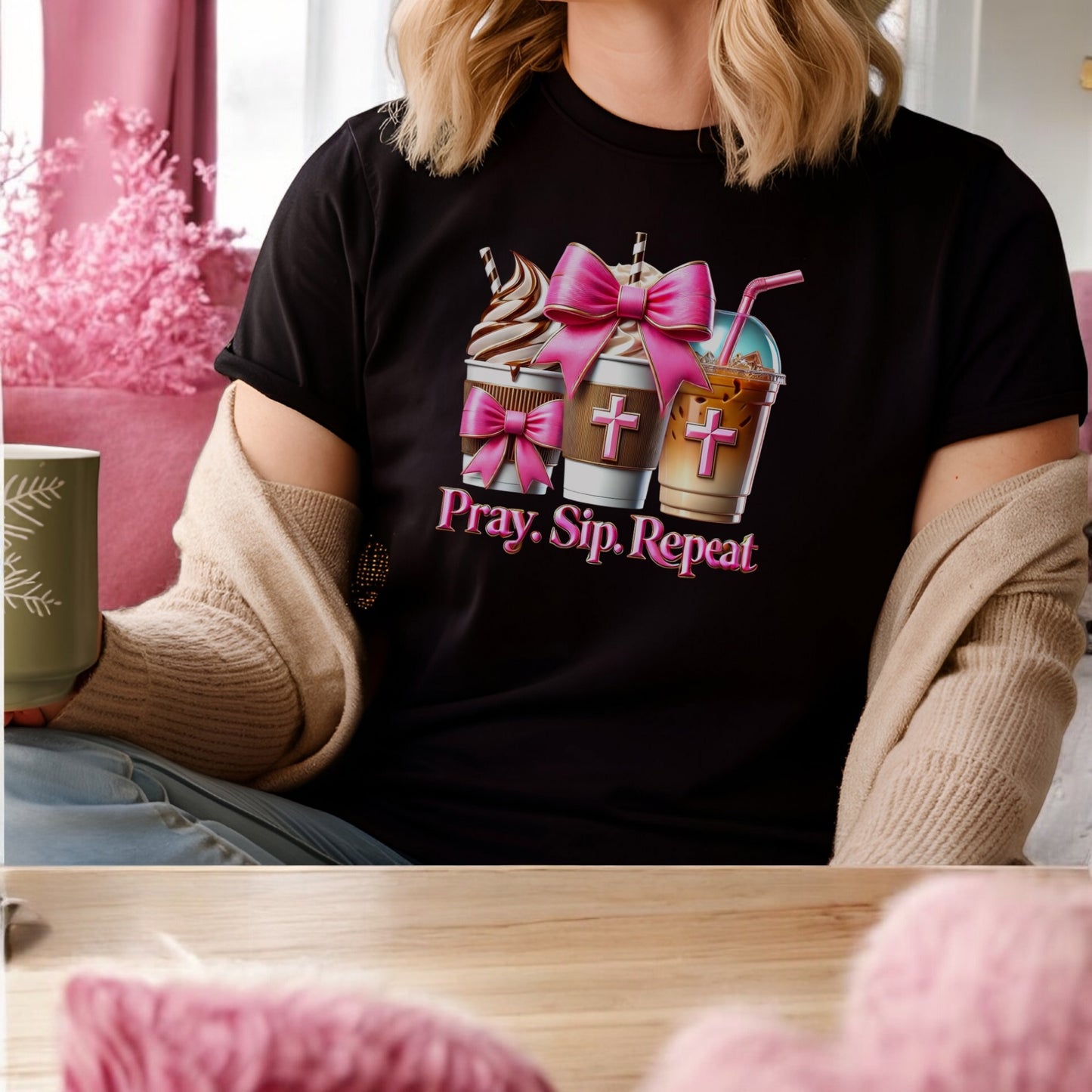 Pray. Sip. Repeat. Tshirts