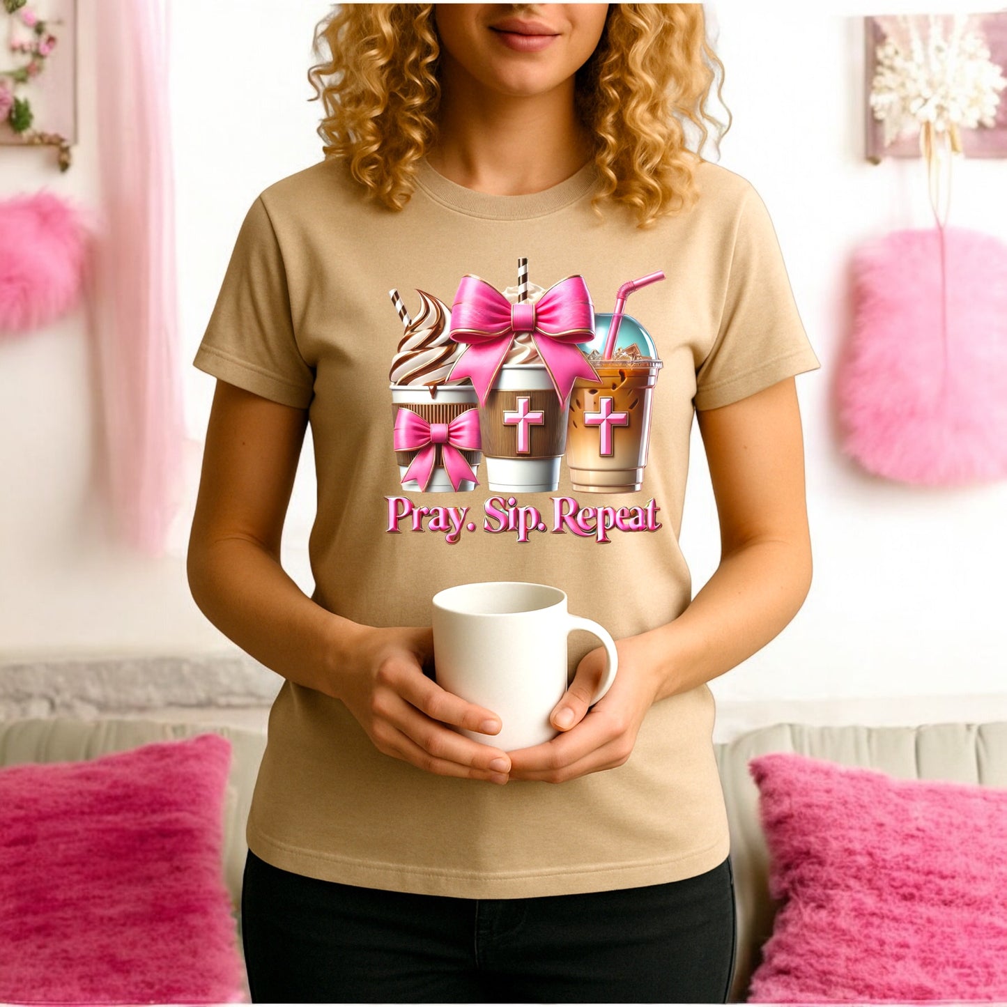 Pray. Sip. Repeat. Tshirts