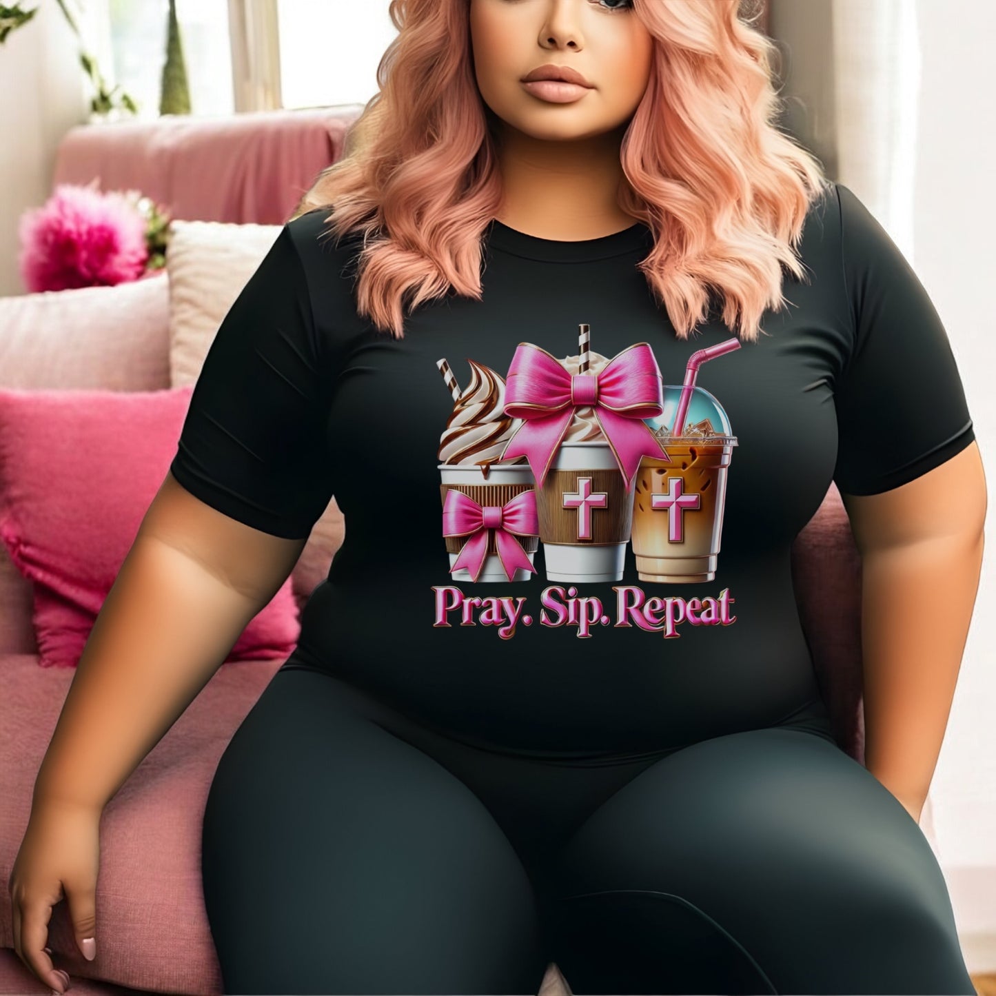 Pray. Sip. Repeat. Tshirts