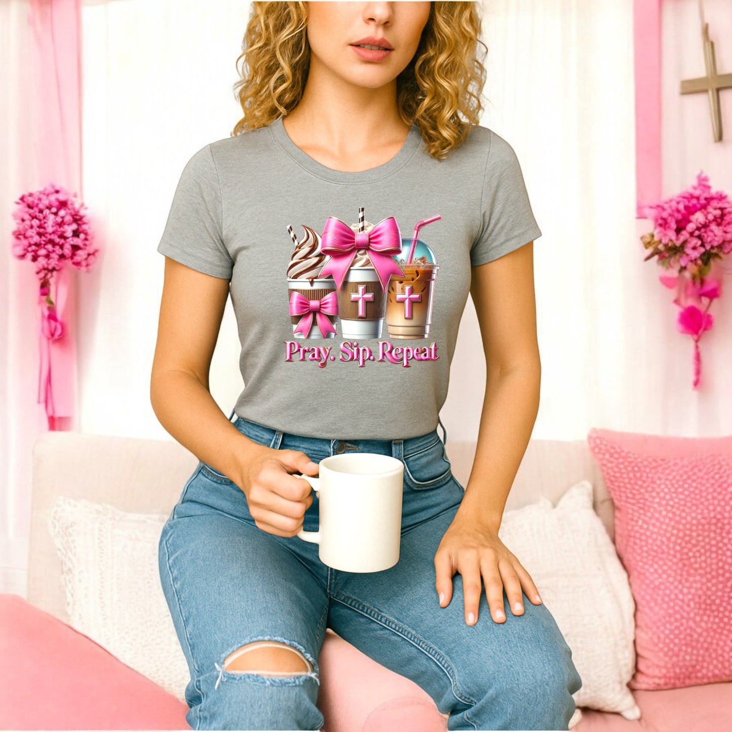 Pray. Sip. Repeat. Tshirts