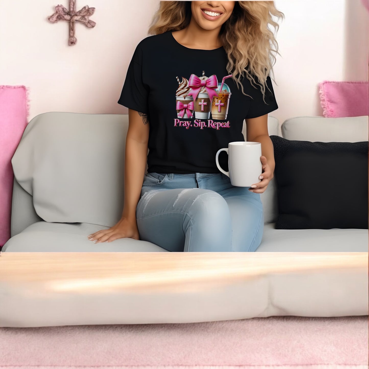 Pray. Sip. Repeat. Tshirts