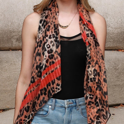 Leopard Chic Stripe Scarf (Red)